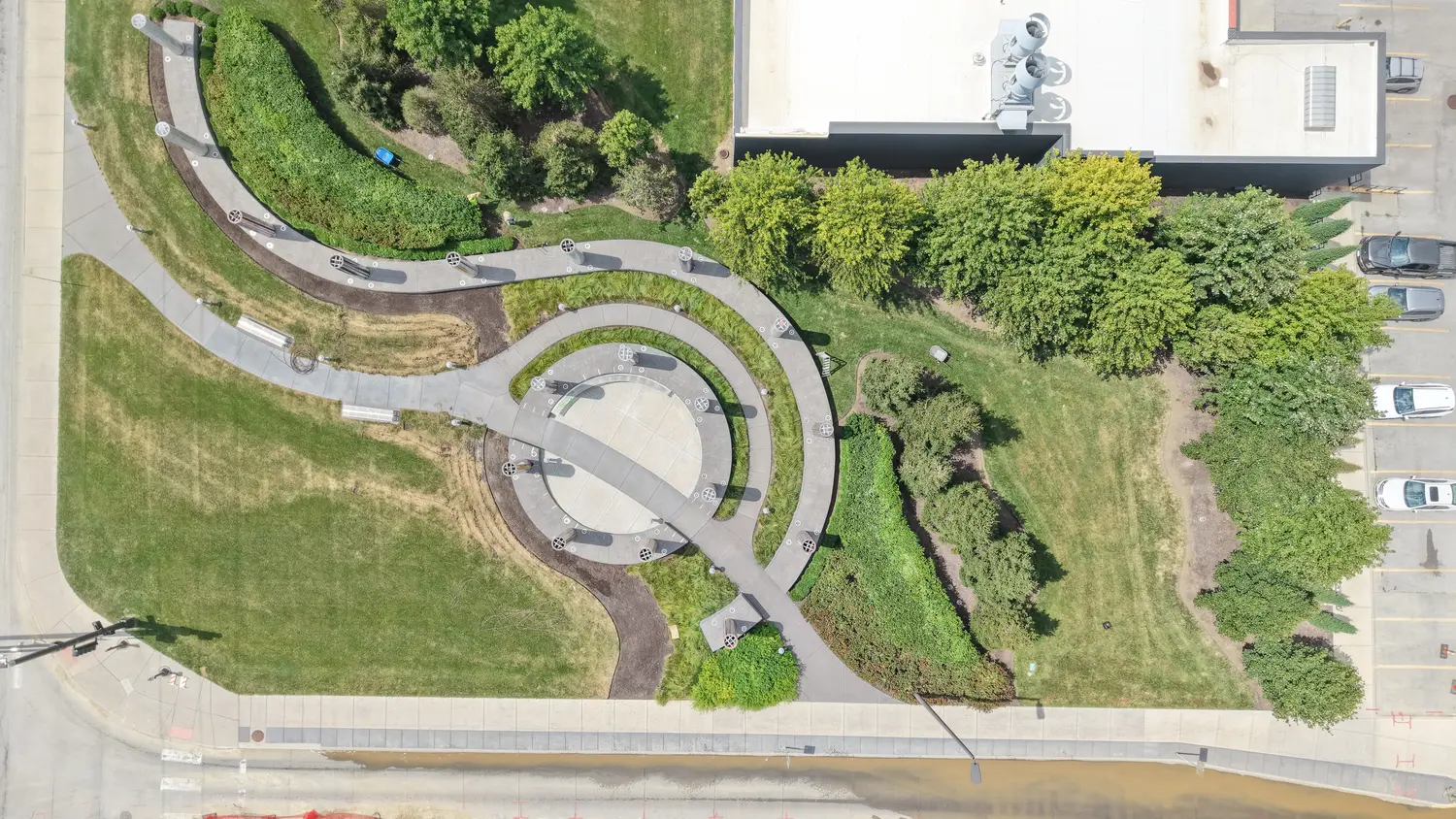 Aerial view of Landscape & Grounds Keeping work by Landwerks Enterprises in the Omaha metro, image 1 of 8